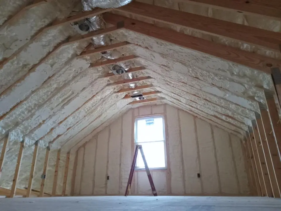 Spray foam roofing application for Crawl Space Insulation project in St. Joseph